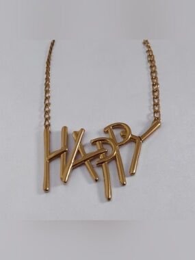 Trolls Gold Tone 'Happy' Statement Necklace